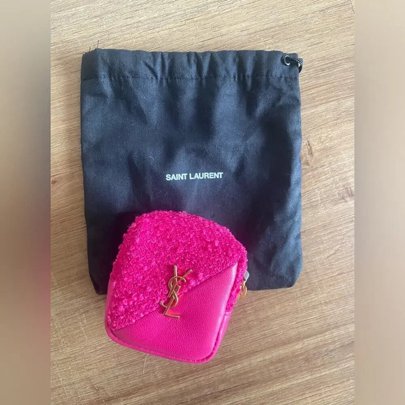 Saint Laurent Jamie Charm Pouch Boucle & Leather Magenta Pink - Picture 2 of 8